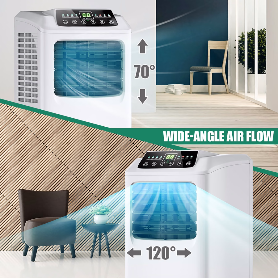 Condizionatore d'aria portatile Costway 3 in 1 da 5500 BTU (9000 BTU ASHRAE) con deumidificatore integrato e kit per finestre.