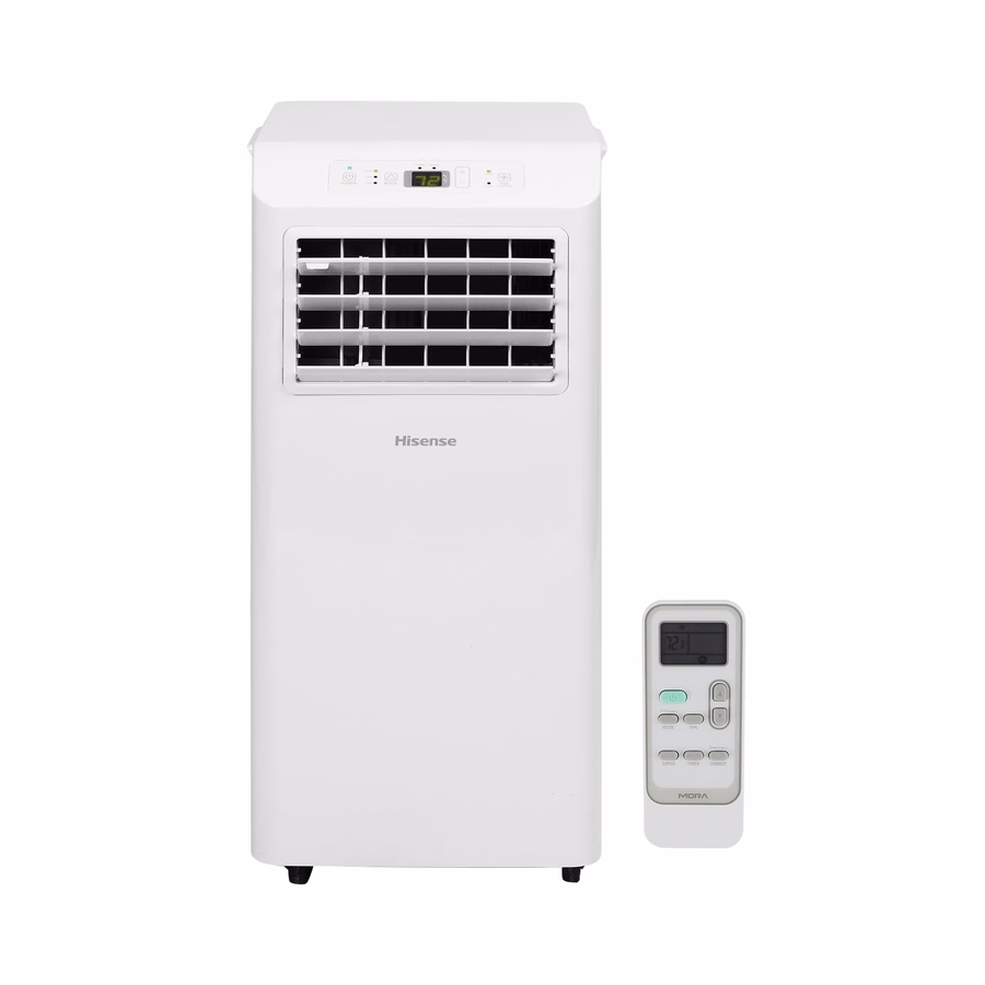Condizionatore d'aria portatile Hisense da 5.000 BTU, ricondizionato, per ambienti fino a 14 metri quadrati. Modalità multifunzione, doppio sistema di controllo, facile pulizia, kit di montaggio a scatto per finestra, sistema di autoevaporazione, colore bianco (WAP0525CR1W) (Ricondizionato)
