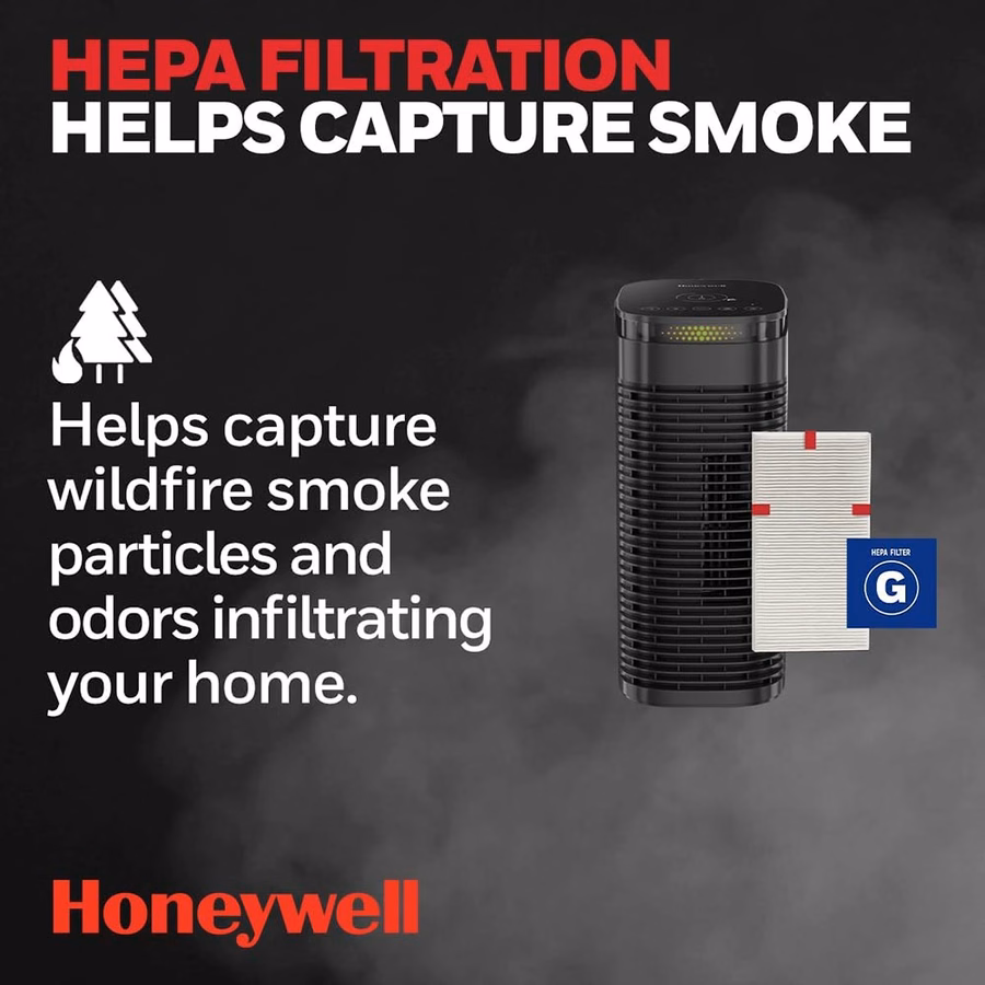 Purificatore d'aria compatto a torre HEPA Honeywell Allergen Plus - Nero, HPA080B