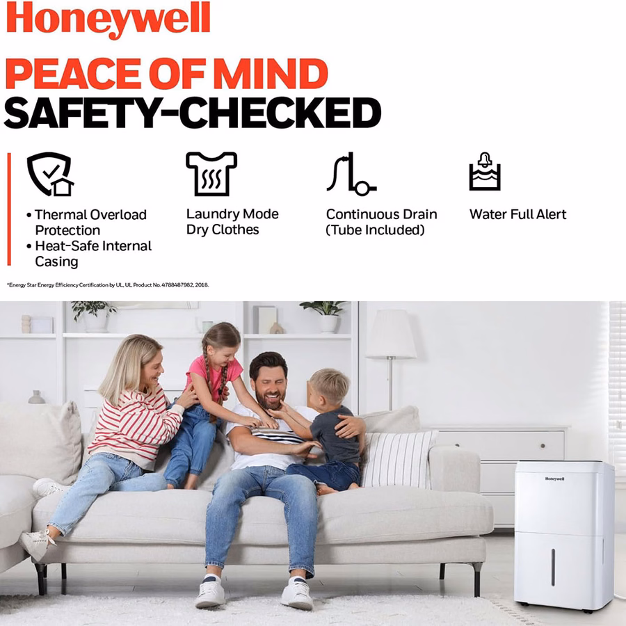 Deumidificatore portatile intelligente Honeywell TPFIT50AWK da 50 pinte con controllo vocale Alexa.