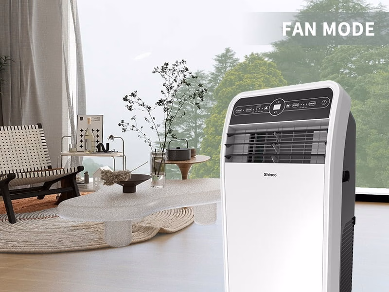 Condizionatore d'aria portatile Shinco da 10.000 BTU con funzione riscaldante, adatto per ambienti fino a 37 metri quadrati, unità combinata aria condizionata/riscaldamento per finestre, unità portatile con deumidificatore e ventilatore, raffredda e riscalda, telecomando e kit per finestre.